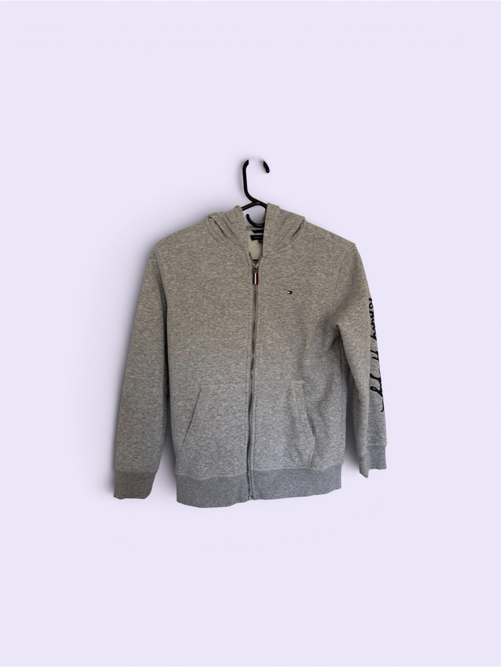 Tommy Hilfiger Boys Signature Zip Hoodie in Medium Heather Grey, M 10/12